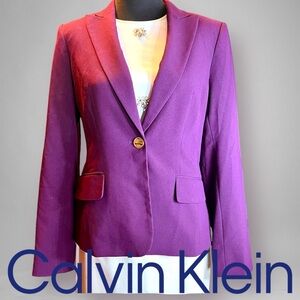 Stunning Purple CALVIN KLEIN One Button Sophisticated Women’s Blazer Size 6